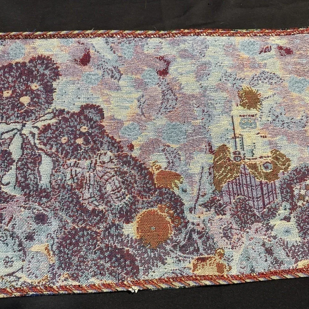 Violet Linen‎ Christmas Tapestry Teddy Bear Table Festive Runner Holiday 68x12